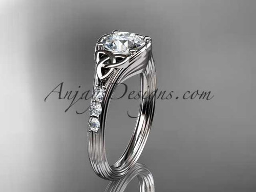 platinum diamond celtic trinity knot wedding ring, engagement ring with a "Forever One" Moissanite center stone CT7333 platinum diamond celtic trinity knot wedding ring, engagement ring with a "Forever One" Moissanite center stone CT7333