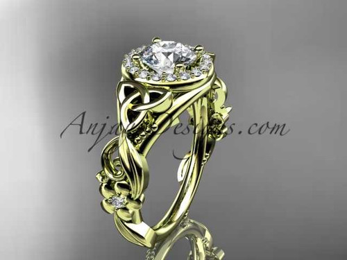 14kt yellow gold diamond celtic trinity knot wedding ring, engagement ring CT7300