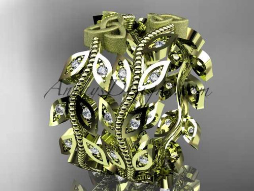 14kt yellow gold diamond celtic trinity knot, leaf and vine wedding ring, engagement set, wedding band CT7162B 14kt yellow gold diamond celtic trinity knot, leaf and vine wedding ring, engagement set, wedding band CT7162B