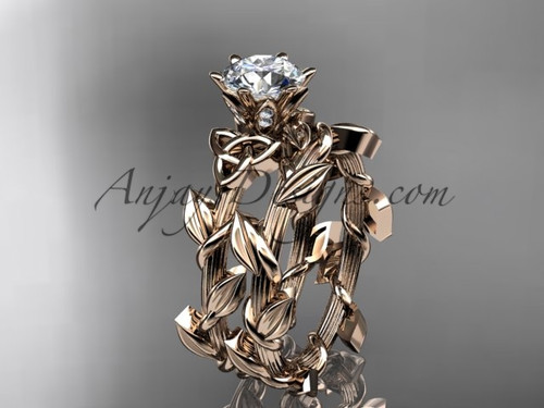 14kt rose gold diamond celtic trinity knot wedding ring, engagement set CT7248S