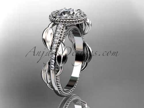 14kt white gold diamond unique engagement ring, wedding ring ADLR229