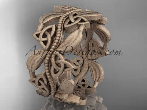 Delicate Celtic Wedding Band, 14kt Rose Matte Finish Gold Bridal Ring CT7188G Delicate Celtic Wedding Band, 14kt Rose Matte Finish Gold Bridal Ring CT7188G