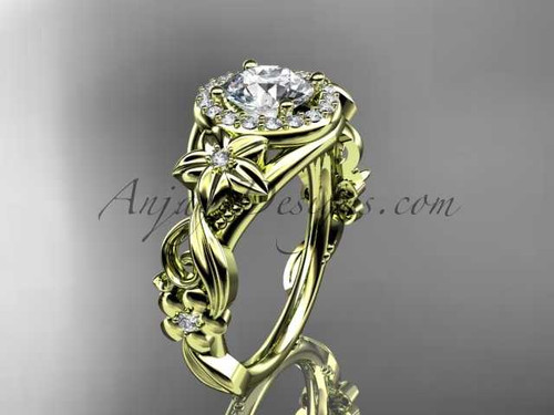 14kt yellow gold diamond unique engagement ring, wedding ring with a "Forever One" Moissanite center stone ADLR300 14kt yellow gold diamond unique engagement ring, wedding ring with a "Forever One" Moissanite center stone ADLR300