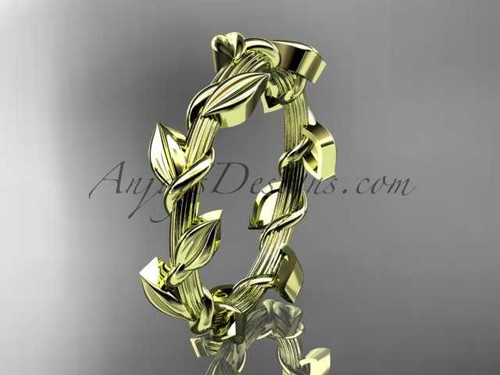 Unique 14kt yellow gold leaf and vine wedding ring ADLR248G