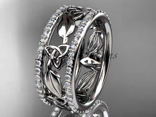 Artisan Celtic Diamond Wedding Band, Awesome Platinum Engagement Ring CT7233B