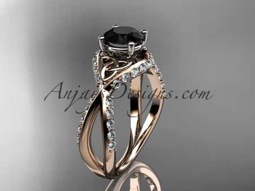 Contemporary Black Diamond Irish Wedding Ring, 14kt Rose Gold Diamond Engagement Ring CT7218 Contemporary Black Diamond Irish Wedding Ring, 14kt Rose Gold Diamond Engagement Ring CT7218