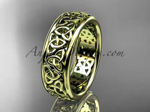 14kt yellow gold celtic trinity knot wedding band, engagement ring CT7163G