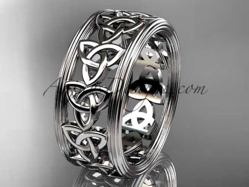 14kt white gold celtic trinity knot wedding band, engagement ring CT7513G