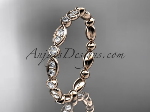 14k rose gold diamond wedding band, engagement ring ADLR29B