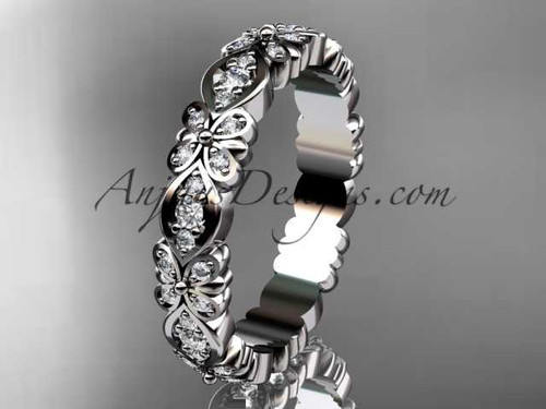 Platinum floral diamond wedding ring, engagement ring, wedding band ADLR122B