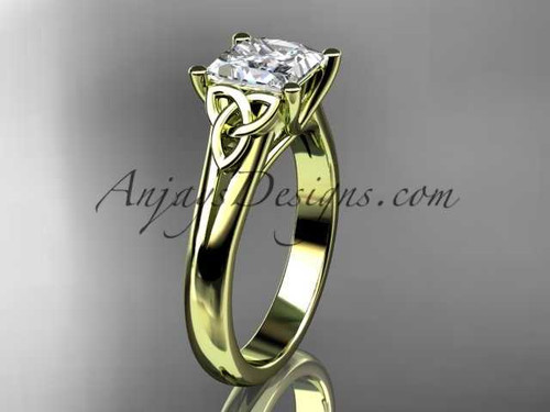Princess cut "Forever One" Moissanite Engagement Ring, 14kt Yellow Gold Gorgeous Celtic Knot Wedding Ring CT7143 Princess cut "Forever One" Moissanite Engagement Ring, 14kt Yellow Gold Gorgeous Celtic Knot Wedding Ring CT7143