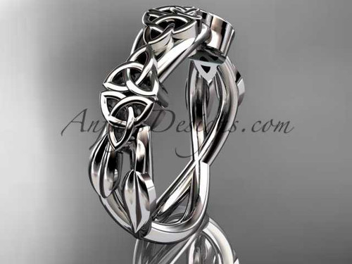 Flawless Leaf and Vine Wedding Band, Dream Platinum Celtic Bridal Ring CT7204G