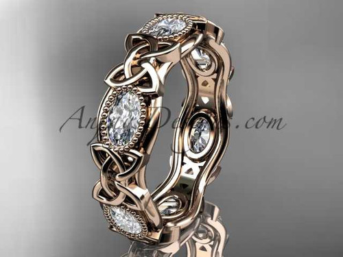 14kt rose gold celtic trinity knot wedding band, engagement ring CT7152B