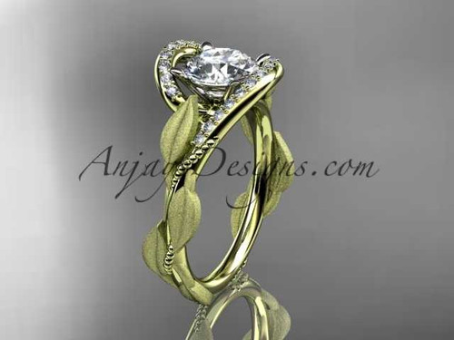 Modern Diamond Leaf and Vine Engagement Ring, 14kt Yellow Gold Diamond Wedding Ring ADLR64 Modern Diamond Leaf and Vine Engagement Ring, 14kt Yellow Gold Diamond Wedding Ring ADLR64