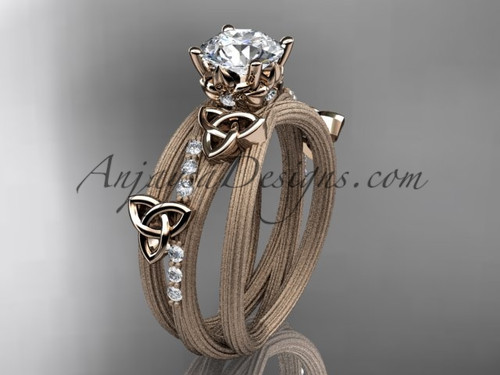 14kt rose gold diamond celtic trinity knot wedding ring, engagement ring CT7329