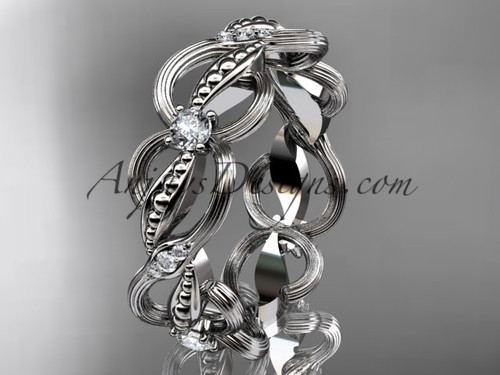 Platinum  diamond leaf and vine wedding ring, engagement ring, wedding band ADLR52B
