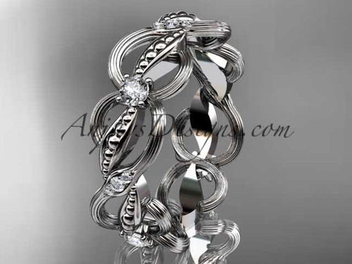 Platinum diamond leaf and vine wedding ring, engagement ring, wedding band ADLR52B
