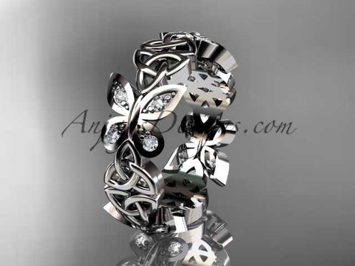 platinum diamond celtic trinity knot butterfly wedding band, engagement ring CT7418B