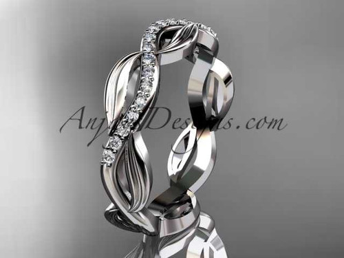 Nature Inspired Leaf and Vine Wedding Band, 14kt White Gold Diamond Engagement Ring ADLR100B Nature Inspired Leaf and Vine Wedding Band, 14kt White Gold Diamond Engagement Ring ADLR100B