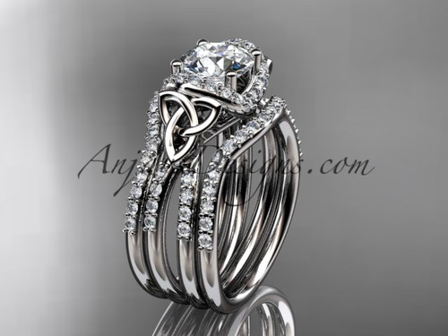  Celtic Trinity Knot Engagement Ring with a Double Matching Band CT7155S