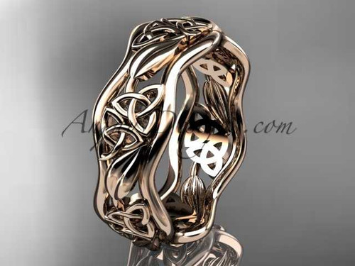 14kt rose gold celtic trinity knot wedding band, engagement ring CT7506G