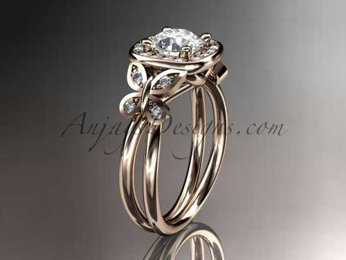 14kt rose gold diamond unique butterfly engagement ring, wedding ring ADLR330