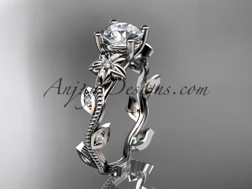 Natural diamond engagement ring, leaf ring / Tilia, 4mm | Eden Garden  Jewelry™