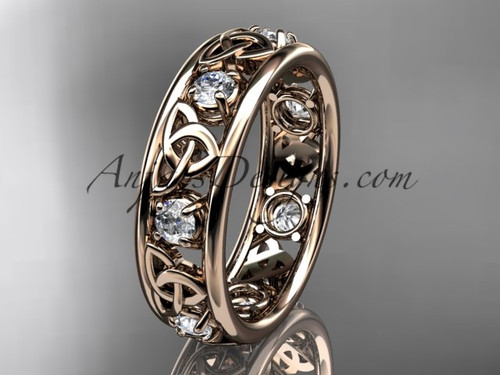 14kt Rose Gold Celtic Trinity Knot  Wedding Band CT7160B