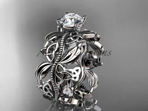14kt white gold celtic trinity knot wedding ring, engagement ring CT7188