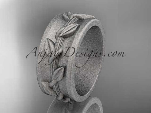 14kt white gold engagement ring, matte finish wedding band ADLR417G