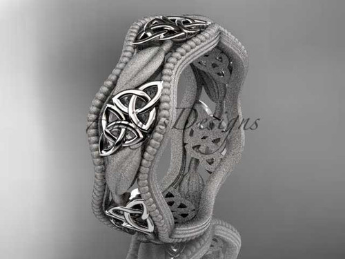 14kt white gold celtic trinity knot wedding band, engagement ring CT7508GM