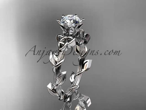 Platinum diamond celtic trinity knot wedding ring, engagement ring with a "Forever One" Moissanite center stone CT7248
