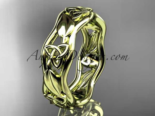 14kt yellow gold celtic trinity knot engagement ring, wedding band CT7105B