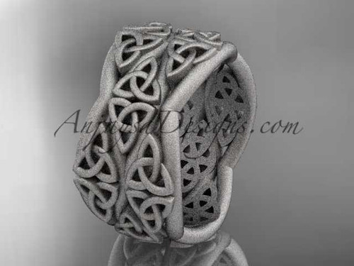 platinum celtic trinity knot wedding band, matte finish wedding band, engagement ring CT7352G