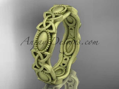 14kt yellow gold celtic trinity knot wedding band, matte finish wedding band, engagement ring CT7152G
