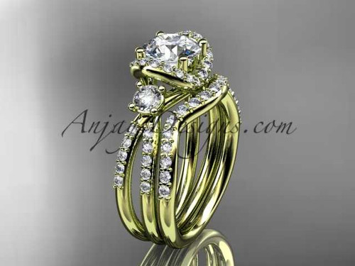 Awesome Vintage Engagement Ring, 14kt Yellow Gold Diamond Wedding Ring with a "Forever One" Moissanite center stone ADER146S