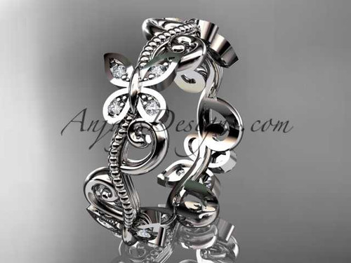 platinum diamond floral butterfly wedding ring, engagement ring, wedding band ADLR138B