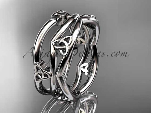14kt white gold celtic trinity knot wedding band, engagement ring CT7350G
