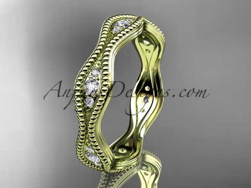 14kt yellow gold diamond leaf and vine wedding ring, engagement ring, wedding band ADLR50B