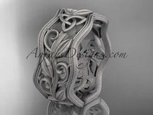 platinum celtic trinity knot wedding band, matte finish wedding band, engagement ring CT7263G