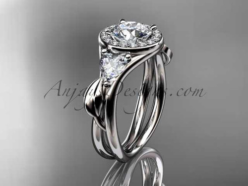 Platinum diamond unique engagement ring, wedding ring with a "Forever One" Moissanite center stone ADLR314