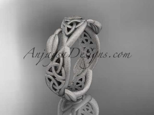 14kt white gold celtic trinity knot wedding band, matte finish wedding band, triquetra ring, engagement ring CT7520G