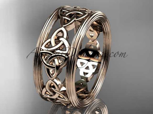 14kt rose gold celtic trinity knot wedding band, engagement ring CT7236G