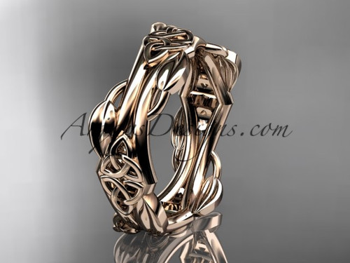14kt rose gold diamond celtic trinity knot wedding band, engagement ring CT7354G