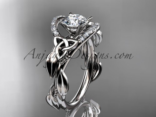 14kt white gold diamond celtic trinity knot wedding ring, engagement ring CT7326