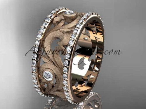 14kt rose gold diamond engagement ring, wedding band ADLR121BA