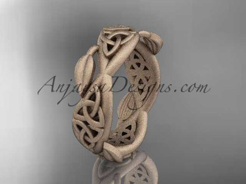 14kt rose gold celtic trinity knot wedding band, matte finish wedding band, triquetra ring, engagement ring CT7520G