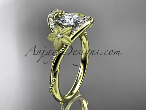 Flower Wedding Rings, White Gold Moissanite Bridal Ring ADLR166
