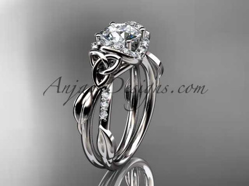 platinum diamond celtic trinity knot wedding ring, engagement ring with a "Forever One" Moissanite center stone CT7274 platinum diamond celtic trinity knot wedding ring, engagement ring with a "Forever One" Moissanite center stone CT7274