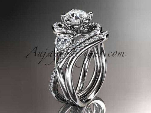 Unique 14kt white gold diamond engagement set, wedding ring ADLR320S